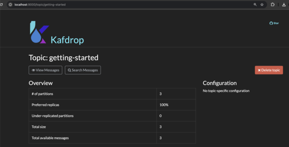 Topic Overview | Kafdrop 1